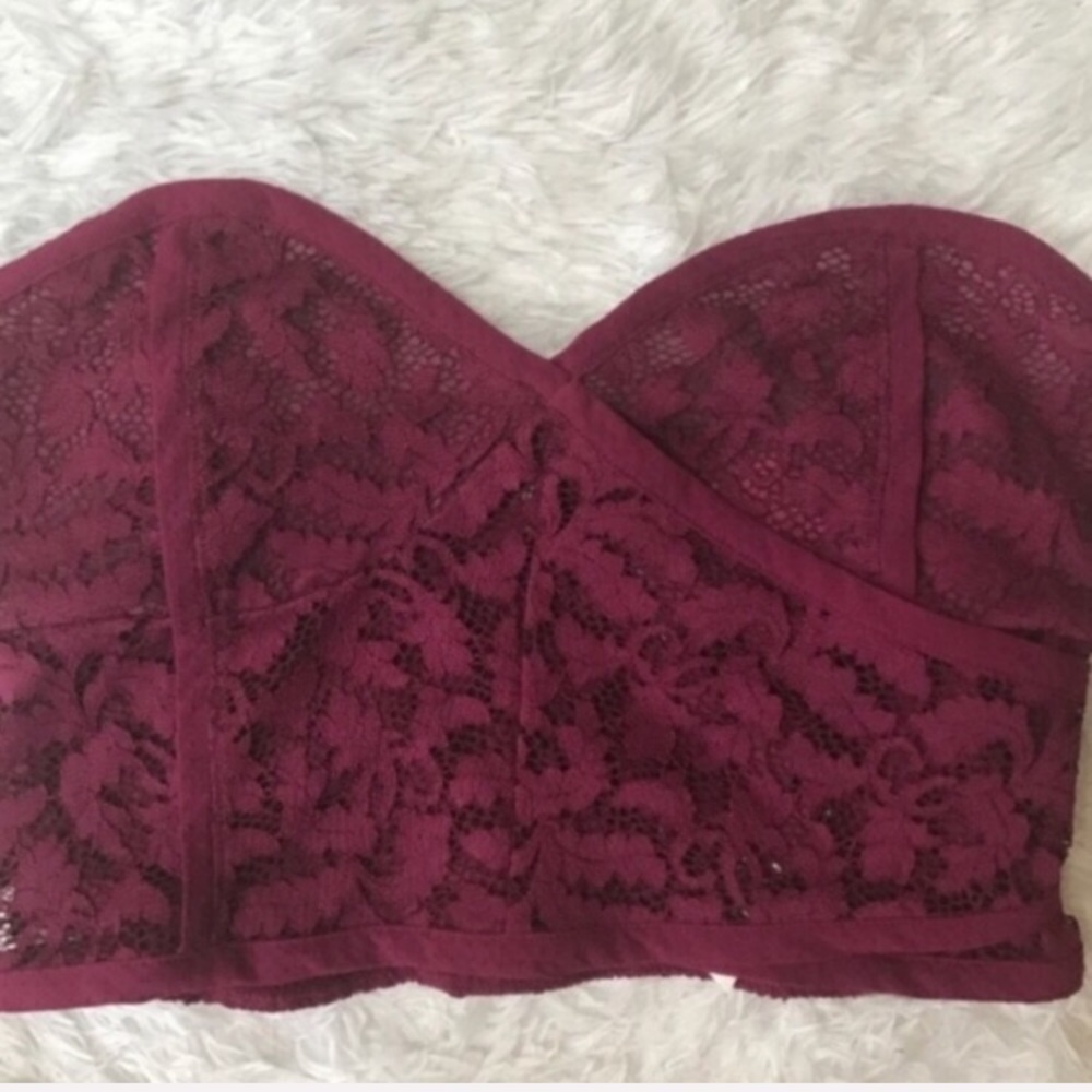 NWOT Free People Purple Lace Faux Wrap Bandeau